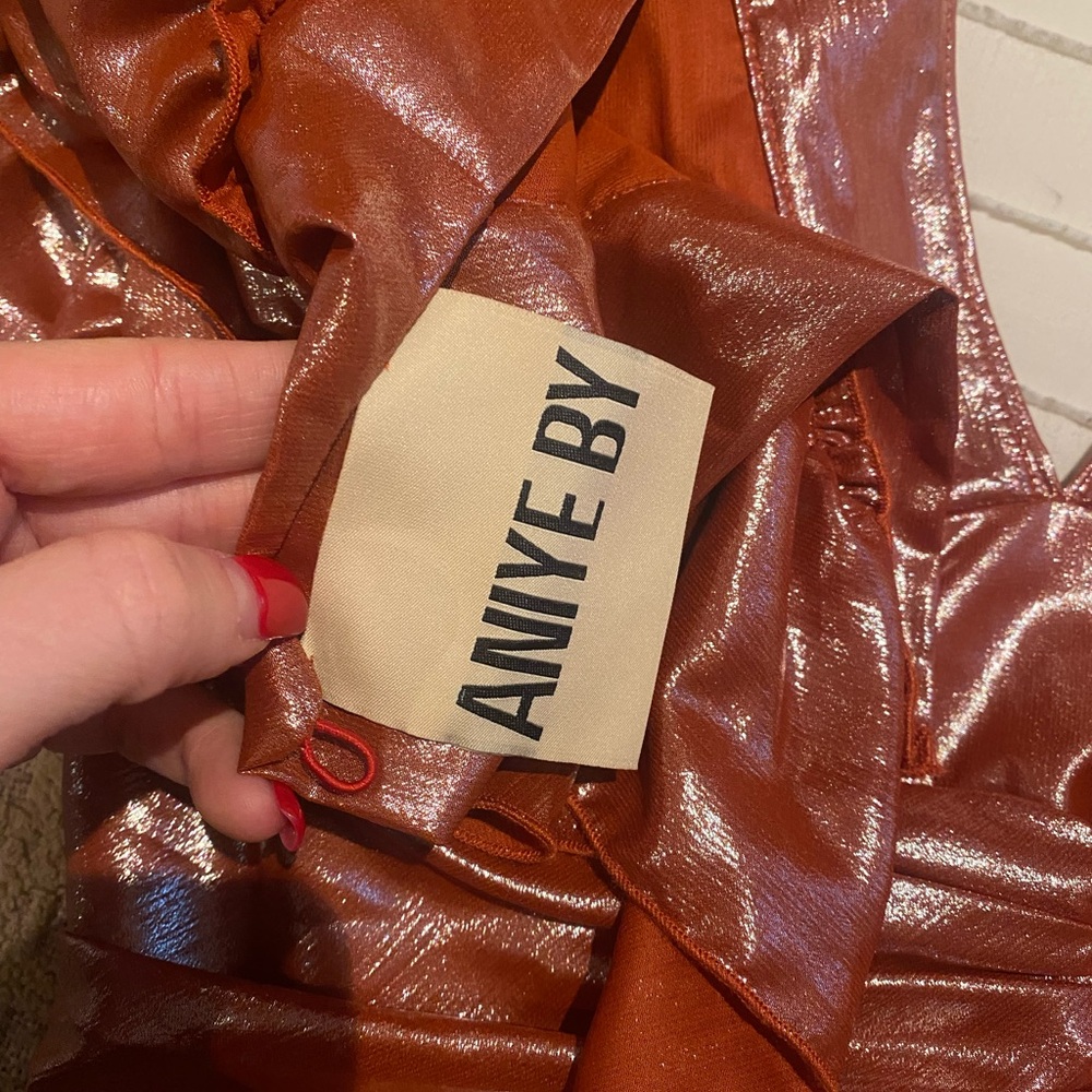 Elegant Rust Ruffle Dress - Picture 3 of 3